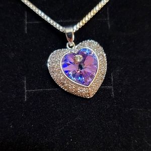 Swarovski Crystal embellished Heart Pendant. Brand new in box. "18 chain.